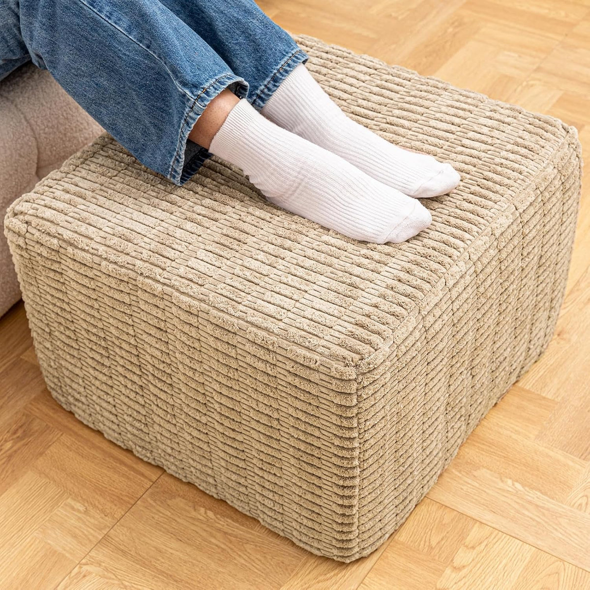 asuprui square ottoman foot rest, light coffee, 20x14, main product view