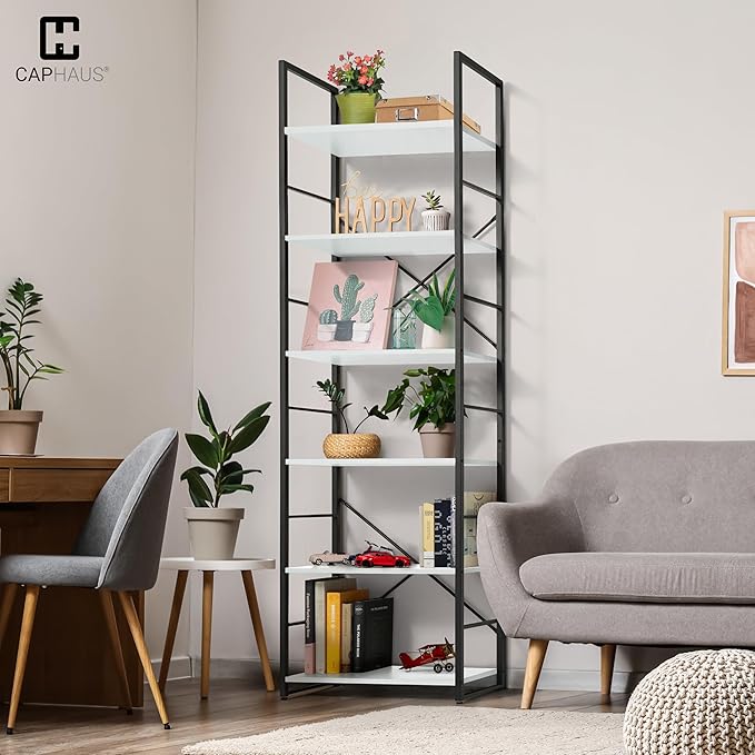 CAPHAUS 6 Tier Bookshelf, 24 Inch Width Free Standing Shelf, Bookcase Shelf - Image 2
