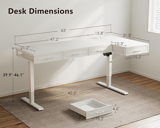 OffiGo L Shaped Electric Standing Desk - Image 3