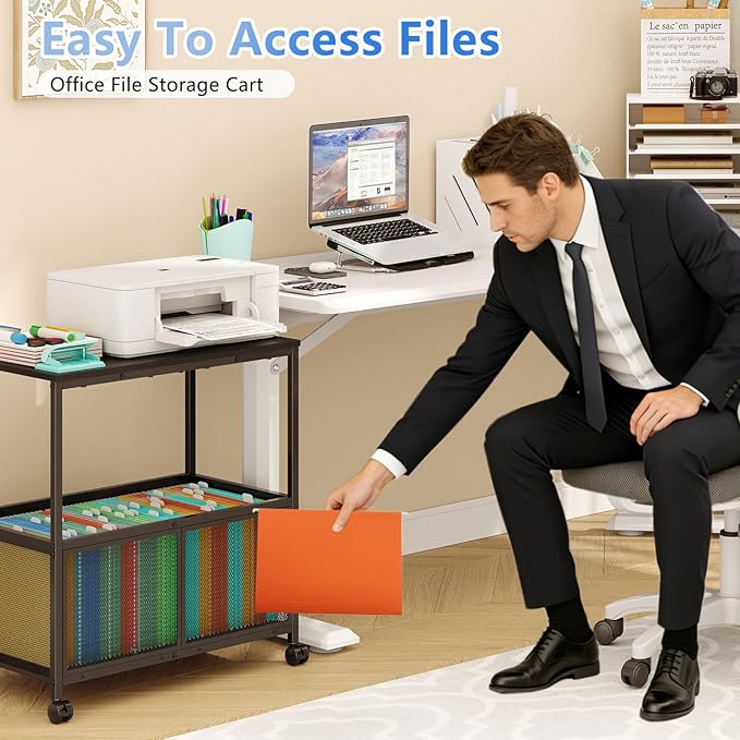 Sbanmao Rolling File Cart, Mobile Hanging File Cabinet - Image 4