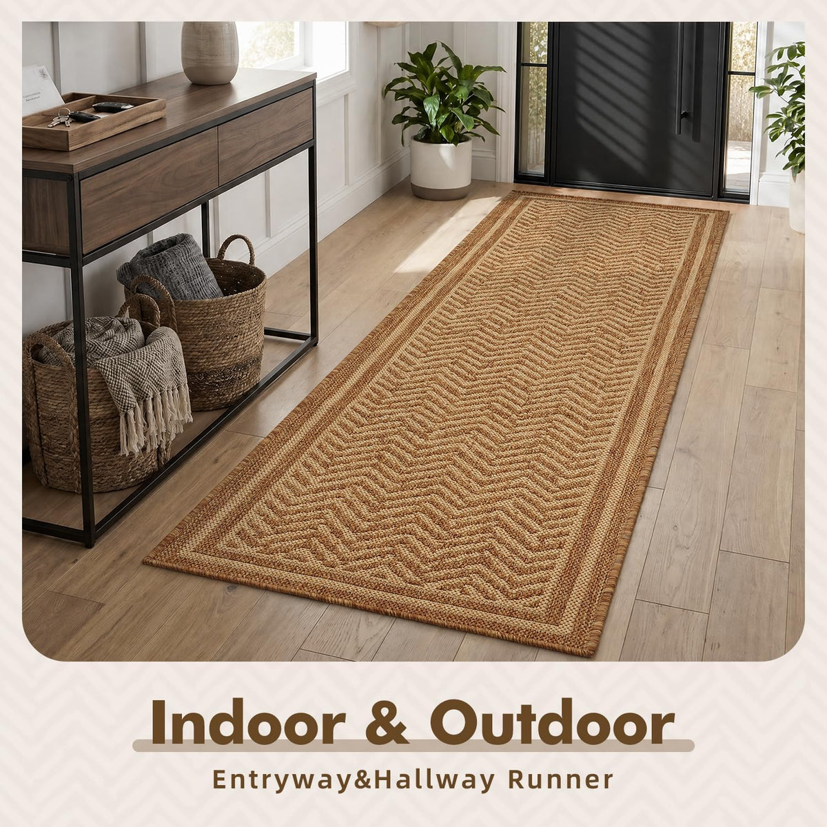 montvoo-2x6 ft indoor outdoor runner rugs for entryway, close-up detail