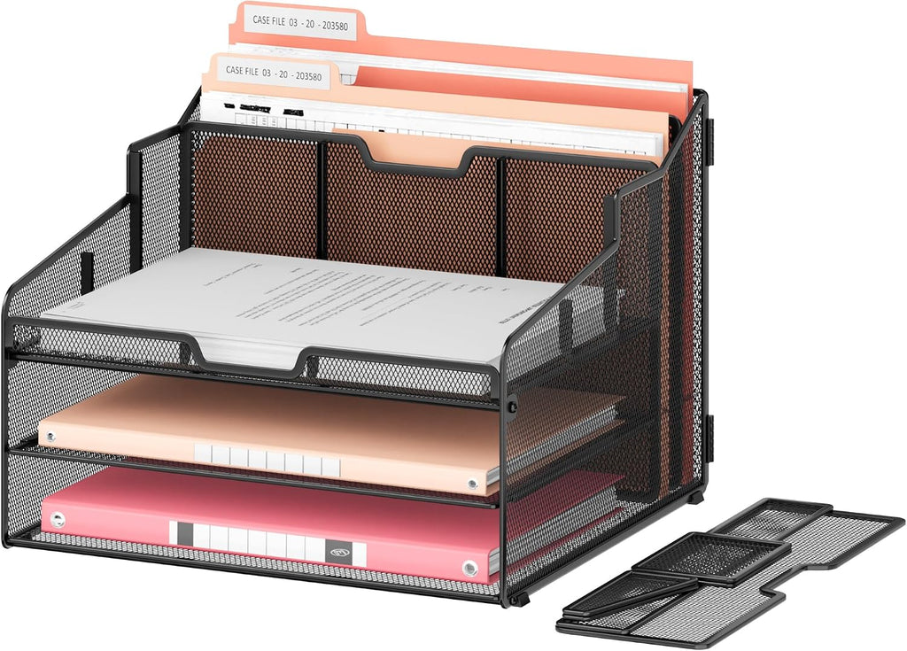 lavatino desk organizer - metal mesh with 2, close-up detail