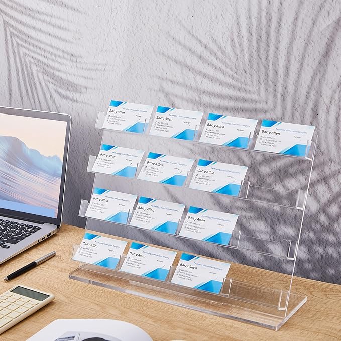 Dunzoom Business Card Holder for Desk 16 Slots Clear Gift Card Display Acrylic - Image 4