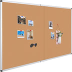 VIZ-PRO 72" x 48" Large Cork Bulletin Board, Foldable & Wall-Mounted Notice Pin