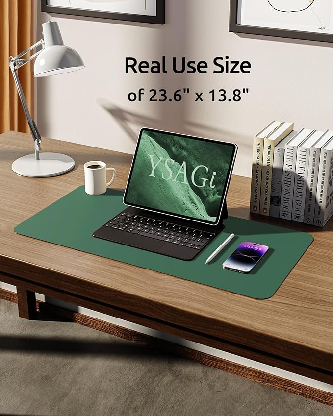 YSAGi Leather Desk Pad Protector, Office Desk Mat, Large Mouse Pad, Non-Slip PU - Image 5