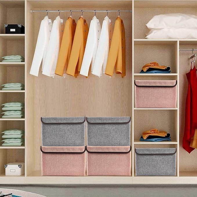 Bagnizer Linen Fabric Foldable Storage Cube Bin Organizer Basket - Image 7