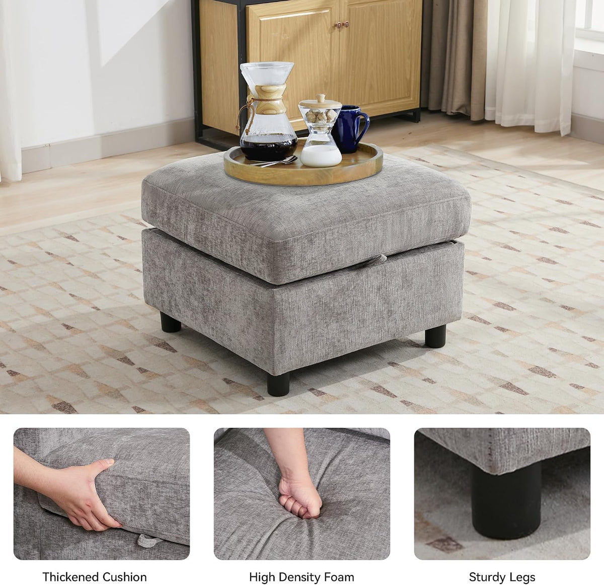 WUTUTUEE 25”Square Storage Ottoman Module for Modular Sectional Sofa, Living ...