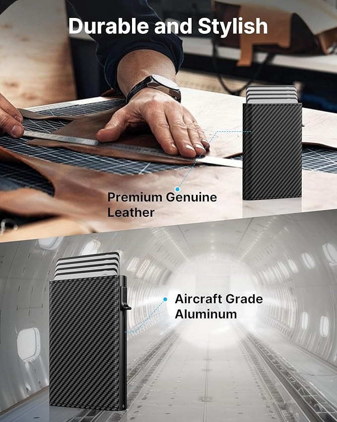 typecase Mens Wallet Card Holder: Pop Up Aluminum Case, Genuine Leather - Image 5