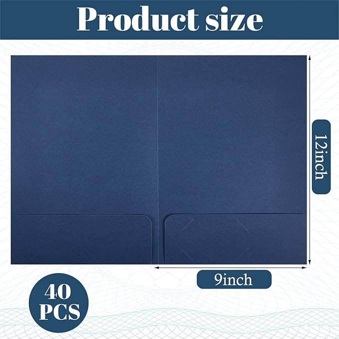 Harloon 40 Pcs Tax Return Folders 12 x 9 Inches 2 Pocket Folders Bulk Gold Foil - Image 2