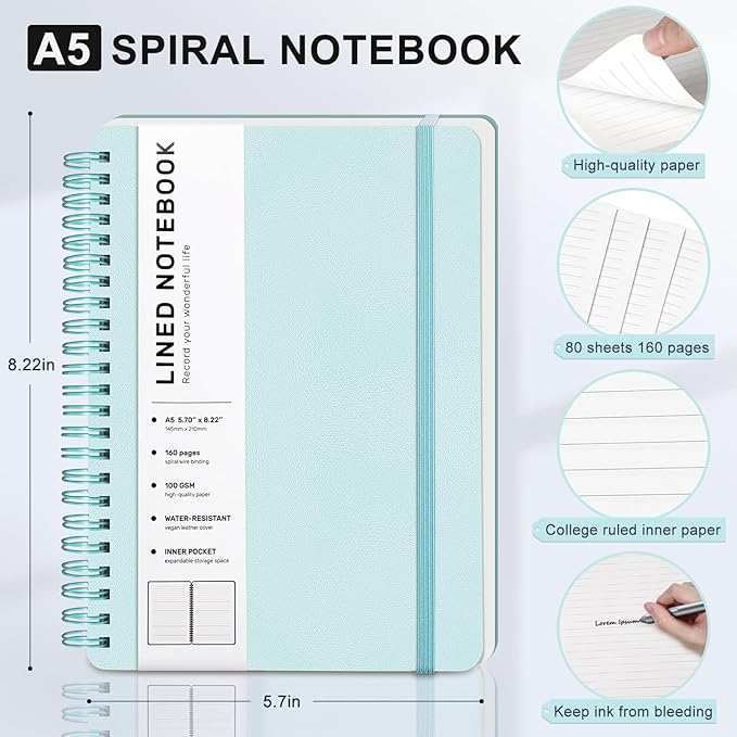 Light Green Lined Spiral Journal Notebook - Image 2