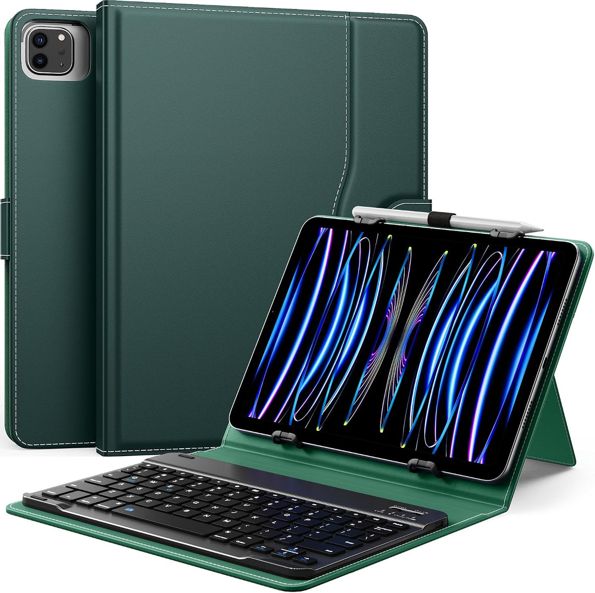 MoKo Universal QWERTY Keyboard Case Fit 9-11 Inch Tablets,Verde Scuro