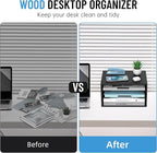 SHARKWOODS Wood Desk Organizer, 3 Tier Paper Tray Organizer - Image 6