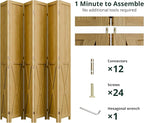 Cozy Castle Wood Room Divider, 6 Panels Folding Privacy Screen, 66.9'' Wall - Image 4
