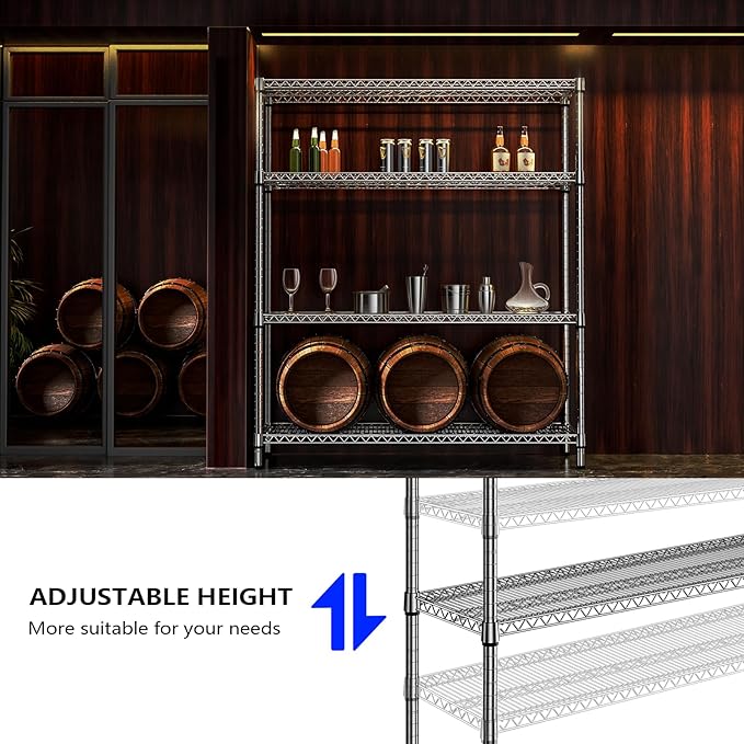 M MZG 1760 LBs 4 Tier Storage Rack Metal Wire Shelving Unit, Storage Standing - Image 6