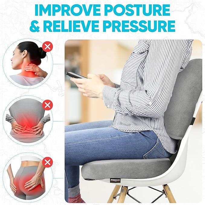 FORTEM Seat Cushion, Office Chair Cushion, Lumbar Support Pillow - Image 5