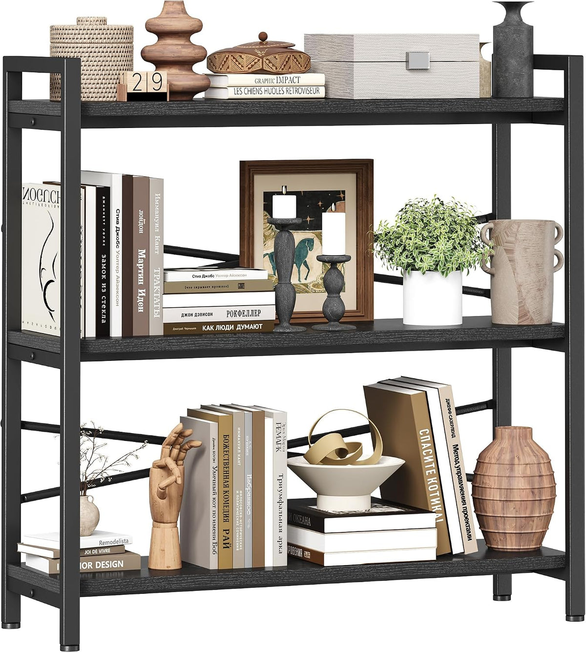 Book Shelf, 3 Tier Bookshelf 31.49" Width, Book Shelf Storage and Organization