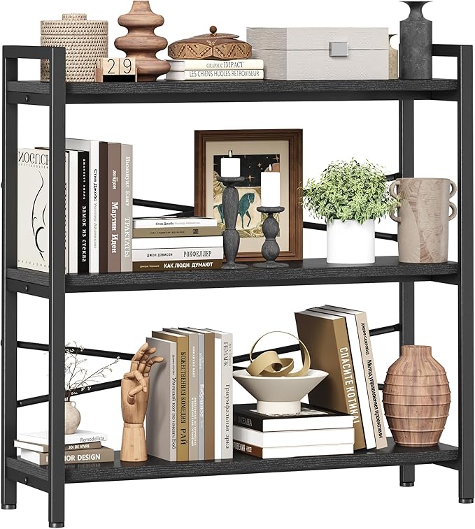 Book Shelf, 3 Tier Bookshelf 31.49" Width, Book Shelf Storage and Organization by Homeiju
