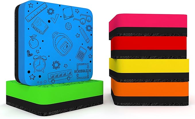 Scribbledo 6 Pack Magnetic Dry Erase Erasers by Scribbledo