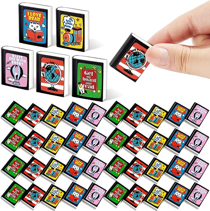 party greeting 100Pcs I Love to Read Pencil Erasers Fun Erasers Bulk by partygreeting