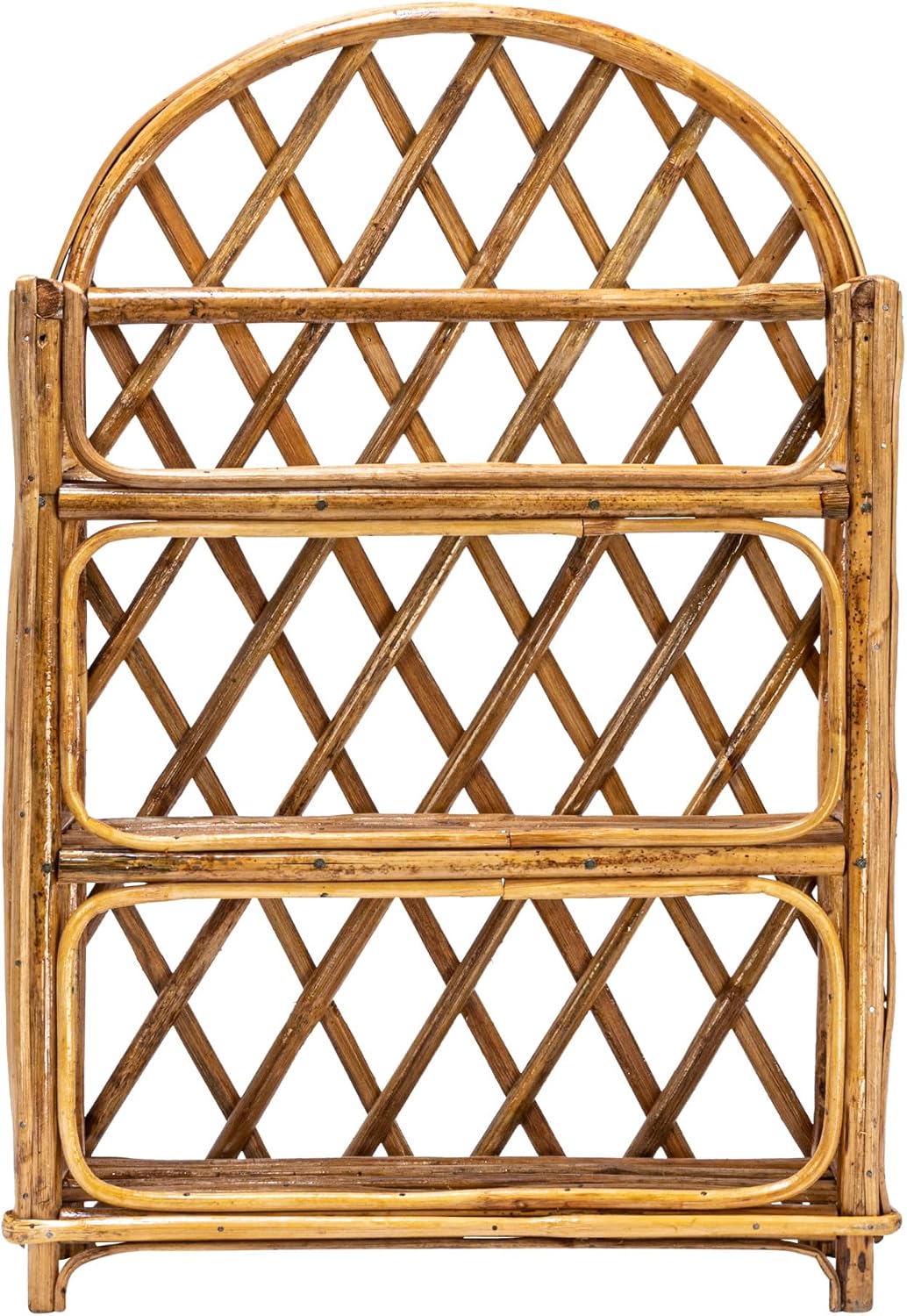 Bloomingville Boho Arched Woven Rattan 3-Tier Wall Shelf, Natural