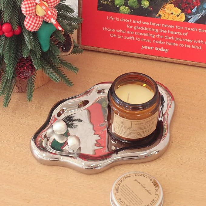 CCINPPY Ceramic Jewelry Tray Trinket Dish, Decorative Cloud Vanity Key Tray - Image 7