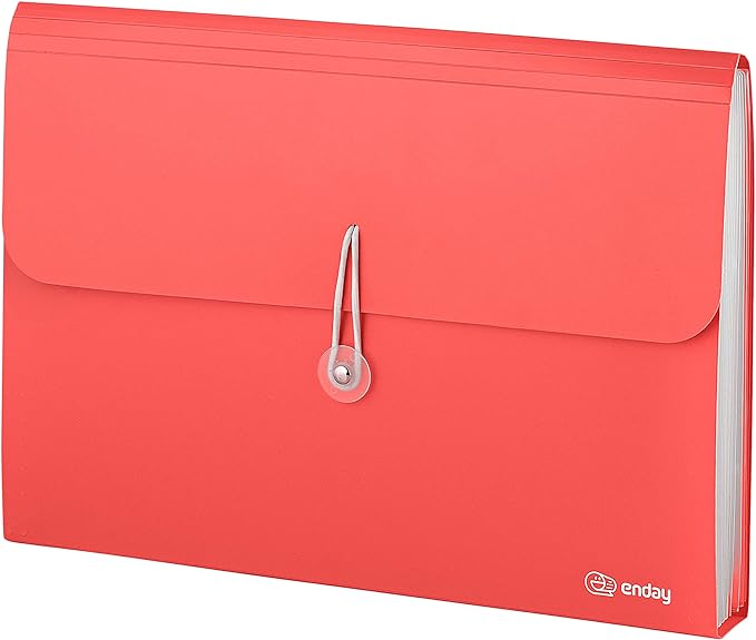 Accordion File Organizer Red, 7 Pocket Expanding File and Cover Folder by ENDAY