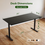 Agilestic Electric Standing Desk, Extra Large 71 x 31.5 Inches Height - Image 3
