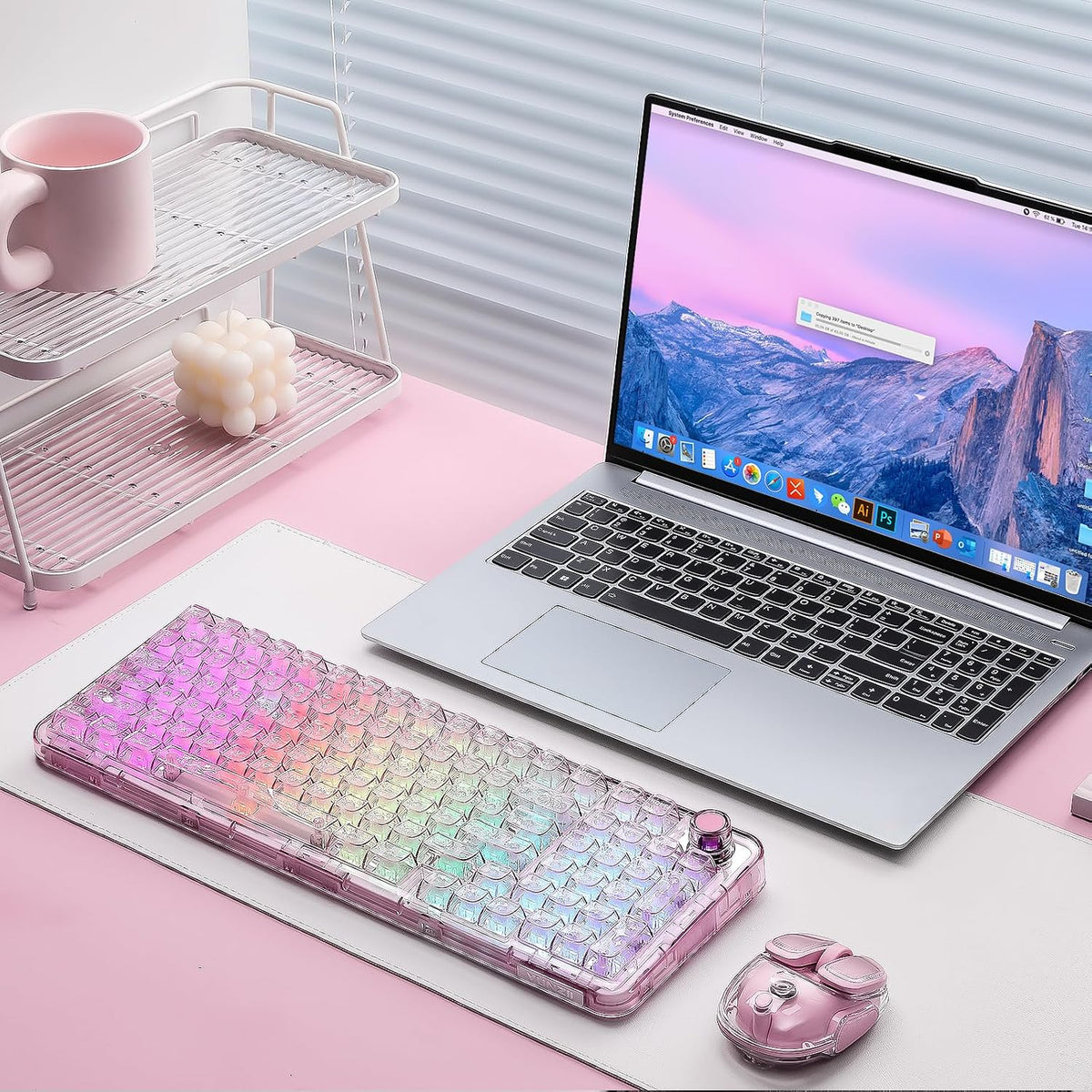 YUNZII X98 Wireless Mechanical Keyboard with Knob (Pink, Crystal Switch)