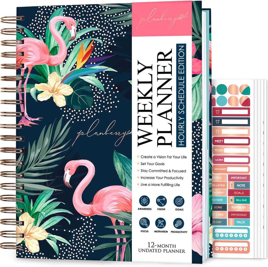 PLANBERRY Large Hourly Schedule Planner Premium – Undated Organizer