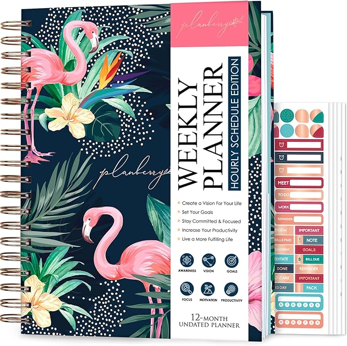 PLANBERRY Large Hourly Schedule Planner Premium – Undated Organizer by PLANBERRY