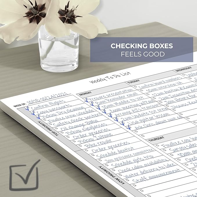 Life Charge Weekly To Do List Planner Notepad, 60 Page Task Planning Pad - Image 6