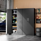 garage storage cabinet, durable metal storage solution shown in use