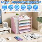 opnice desk organizer, 5-tier paper organizer letter tray showing dimensions