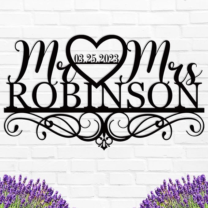 Personalized Anniversary Wedding Gift Custom Last Name Metal Sign Family Name by ENFODREAM