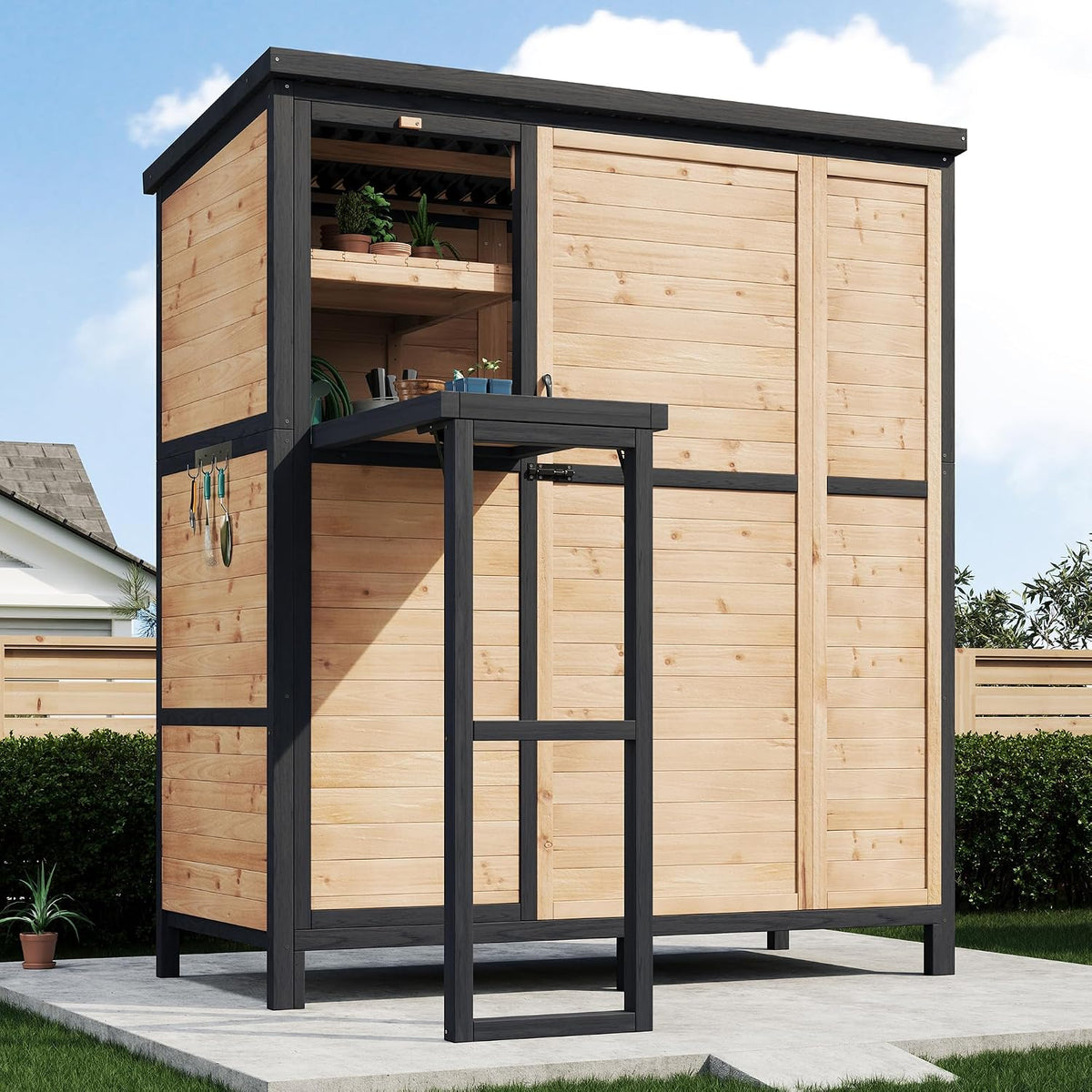 jocisland solid wood outdoor stotage cabinet shed, 5.15x2.75, main product view