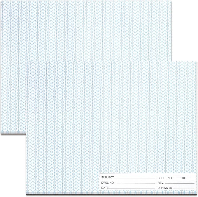 2 Pack 100 Sheets 8.5" x 11" Isometric Graph Paper Pad Landscape by gisgfim