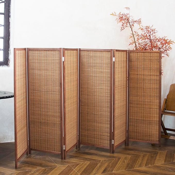 Furnnylane 6 Panel Short Room Divider Screen, Small Bamboo Panel Divider - Image 4