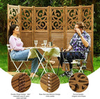 Room Divider Wood Carved Wall Divider Indoor Folding Portable Partition Screen - Image 2