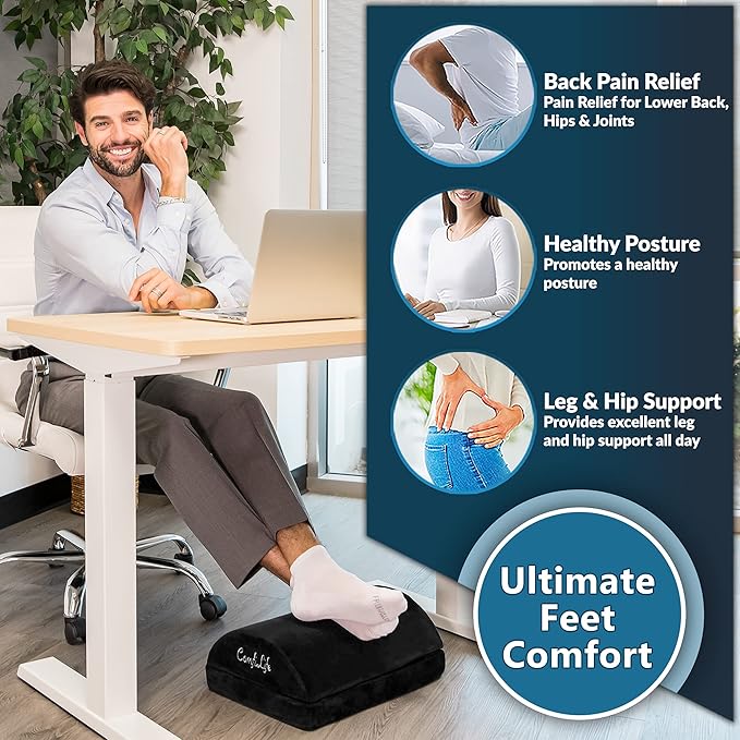 ComfiLife Foot Rest for Under Desk at Work – Adjustable Height Memory Foam Foot - Image 3