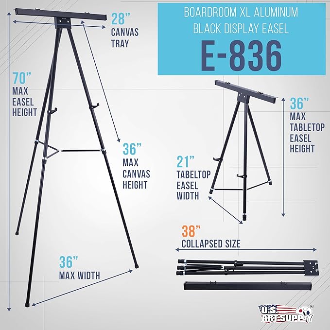 U.S. Art Supply 70" High Boardroom XL Black Aluminum Flip Chart Easel & - Image 2