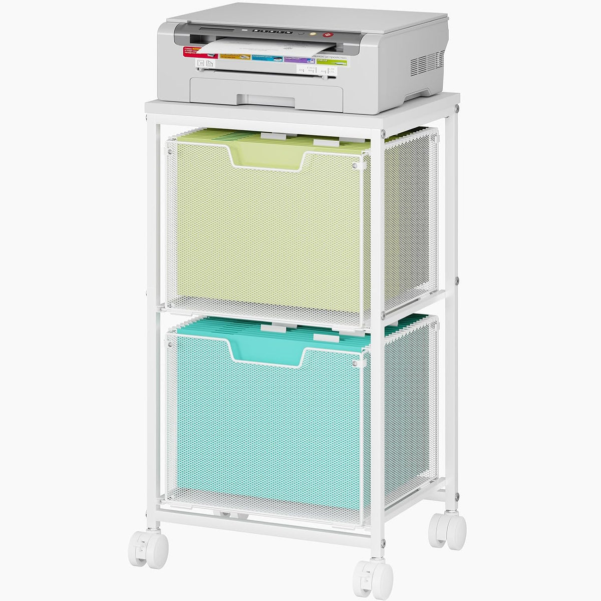 Rolling File Cart with 2 Storage Drawers,Under Desk Storage Cart