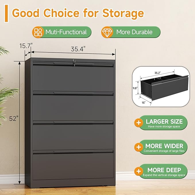 LONGLINK 4 Drawer Lateral File Cabinets - Image 3