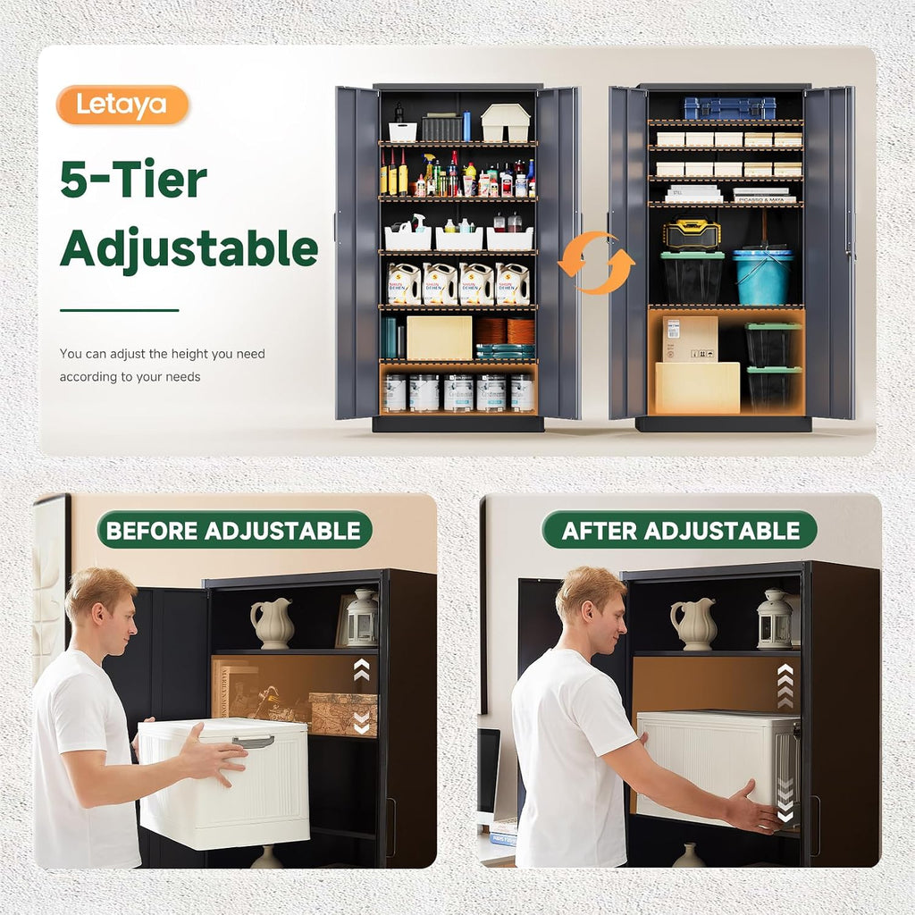 letaya metal storage cabinets with lock door and, side view