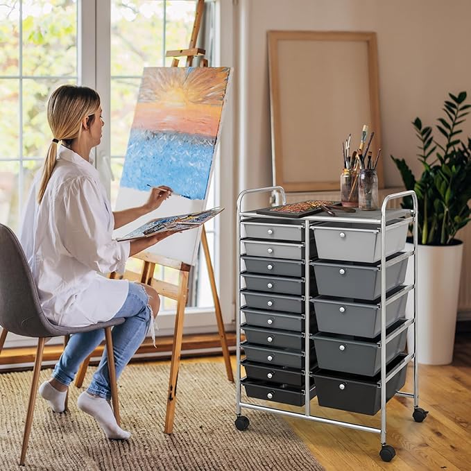 GOFLAME 15-Drawer Rolling Storage Cart, Craft Storage Cart - Image 8