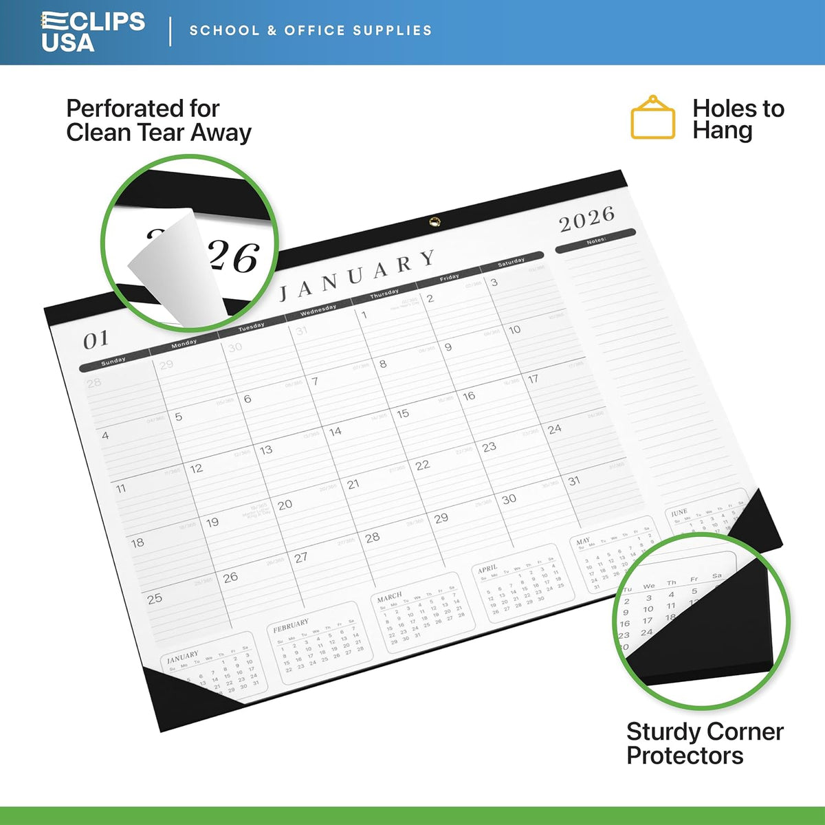 Desk Calendar 2026-2027 Large 22x17 Desk Calendar Jan 2026 - Jun 2027 Desk Bl...