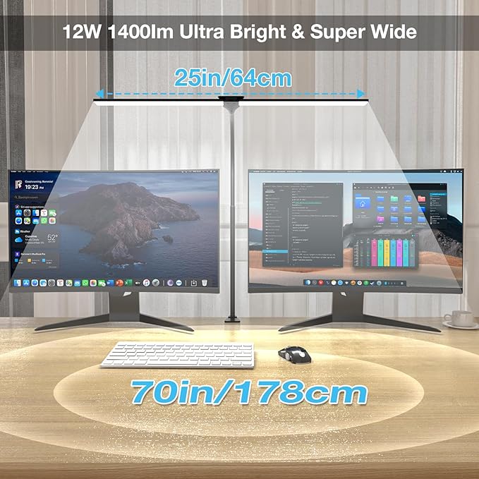 Hensam Desk Lamp for Home Office, Double Head Desk Light - Image 2