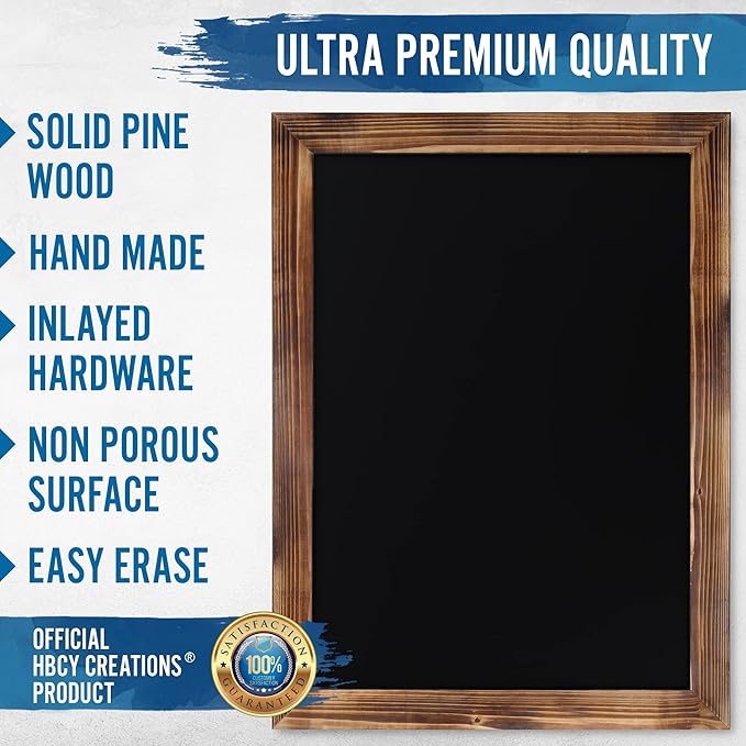 HBCY Creations 18" x 24" Torched Brown Solid Wood Frame Wall Chalkboard - Image 4