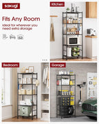 sakugi 5-tier storage rack organizer with hooks, heavy, side view