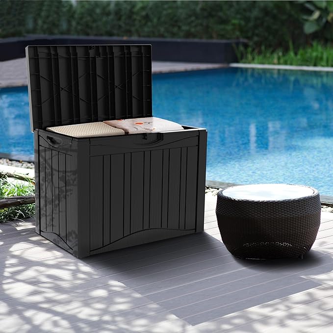 Decksplore 50 Gallon Outdoor Storage Box Waterproof Lockable Resin Deck Box - Image 2