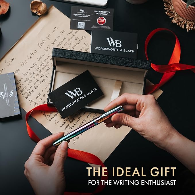 Wordsworth & Black Fountain Pen Set, 18K Gilded Medium Nib, Includes 24 Pack - Image 3
